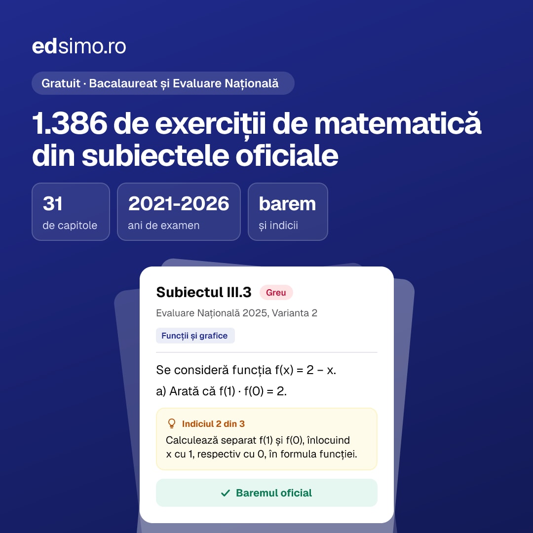 Edsimo: 1.386 de exerciții de matematică din subiectele oficiale, format pătrat